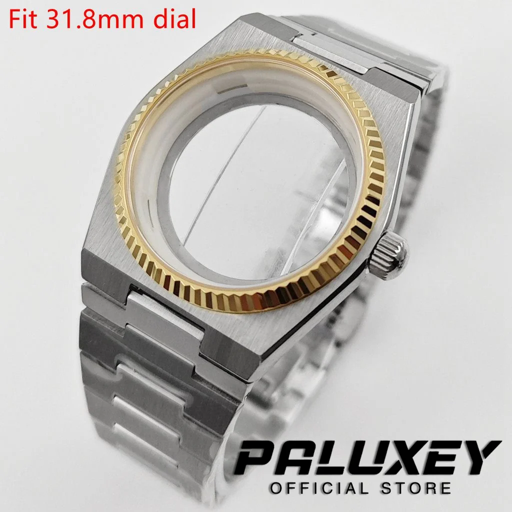 PRX NH35 40MM met zilveren ring saffierkristal gecanneleerde bezel horlogekasten onderdelen voor PRX Super Player NH34 NH35 NH36 NH38 beweging