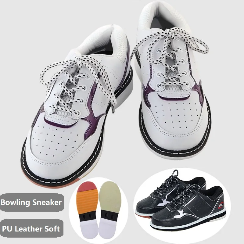 

Professional Breathable Bowling Shoes Men Women Ultra-light Skidproof Sneakers Unisex PU Leather Shoes Indoor Training Footwear