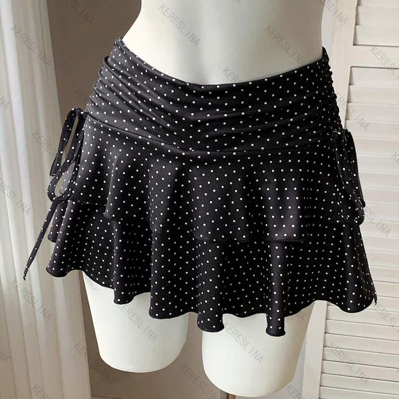 

Стильная летняя мини-юбка в горошек для повседневной носки, удобная и универсальная, в европейско-американском стиле.