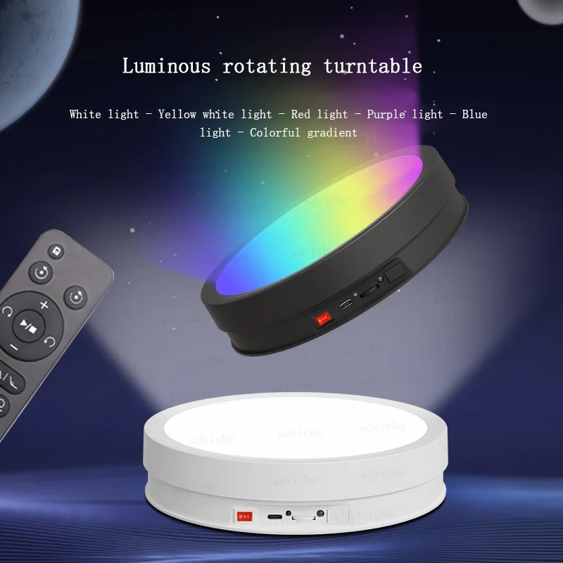 Mesa de Exibição Rotativa com Controle Remoto Iluminação Elétrica Cosméticos Perfumes Vídeo ao Vivo Tiro Palco Luminoso