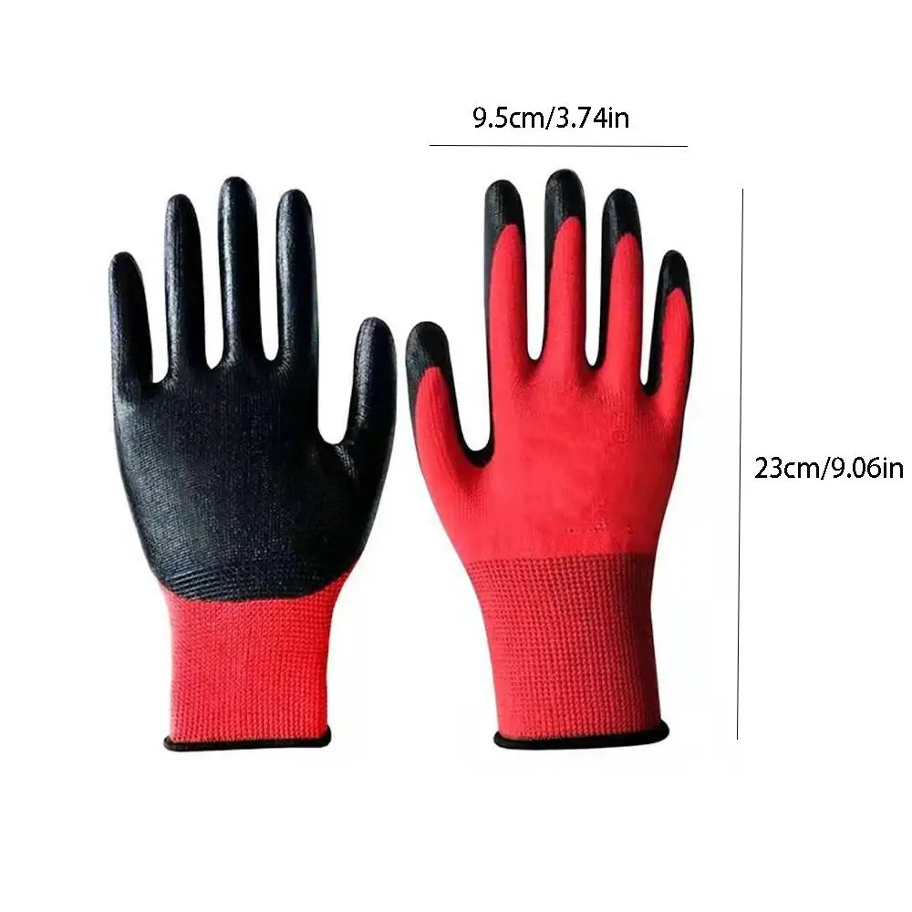 12 زوجًا من القفازات الواقية المقاومة للزيت، قفازات متينة مطلية بالنتريل مقاومة للتآكل، قفازات أمان مقاومة للاهتراء #6