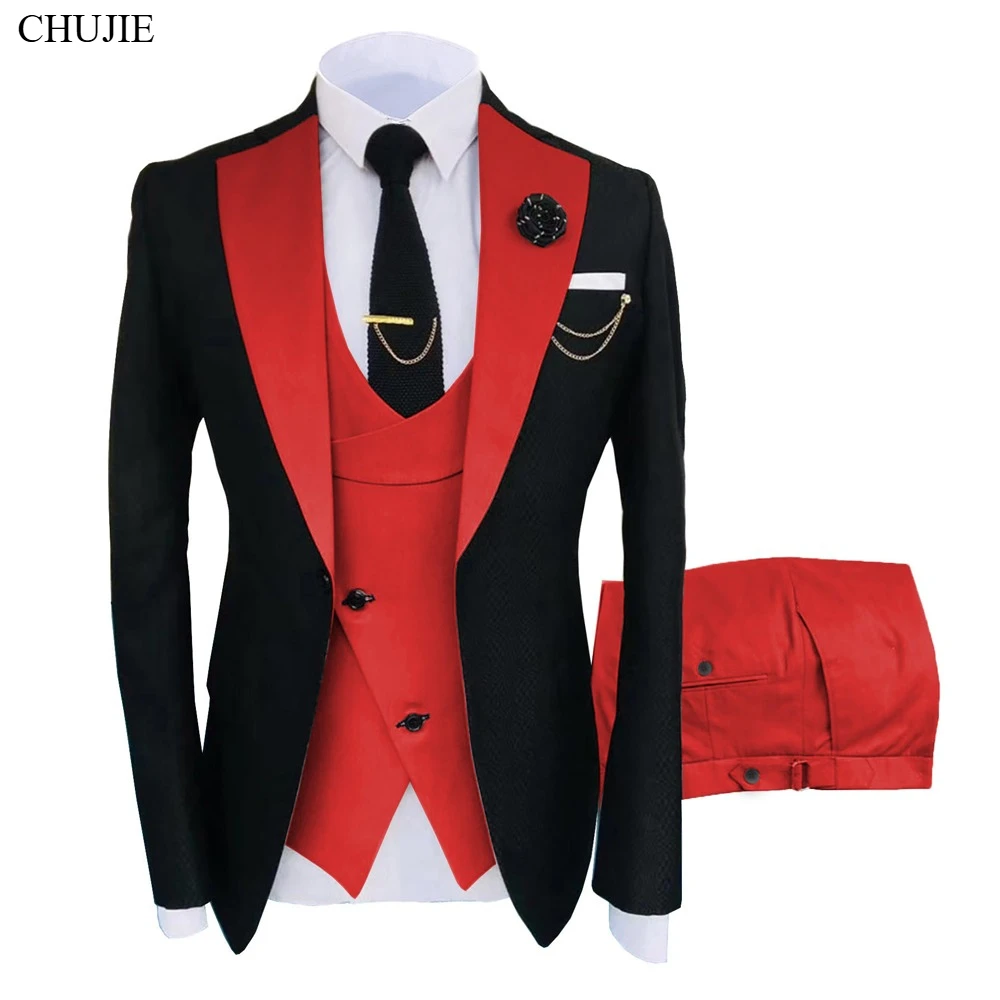 

Men Suit For Wedding Elegant 3 Pieces Sets Blazers Full Jackets Vest Pants Formal Fashion Coats 2025 Classic Costume