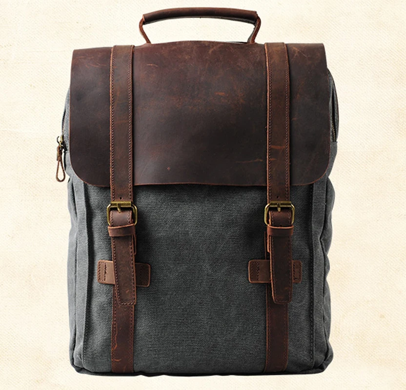Fashion Male Backpack Leather Military Canvas Backpack Men  Women School  School Bag  Mochila