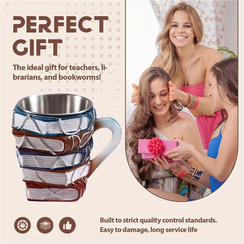 

【Today-Only!】3D Book Stack Coffee Mugs Novelty 3D Painted Books Coffee Mug Collection Gifts For Book Lovers