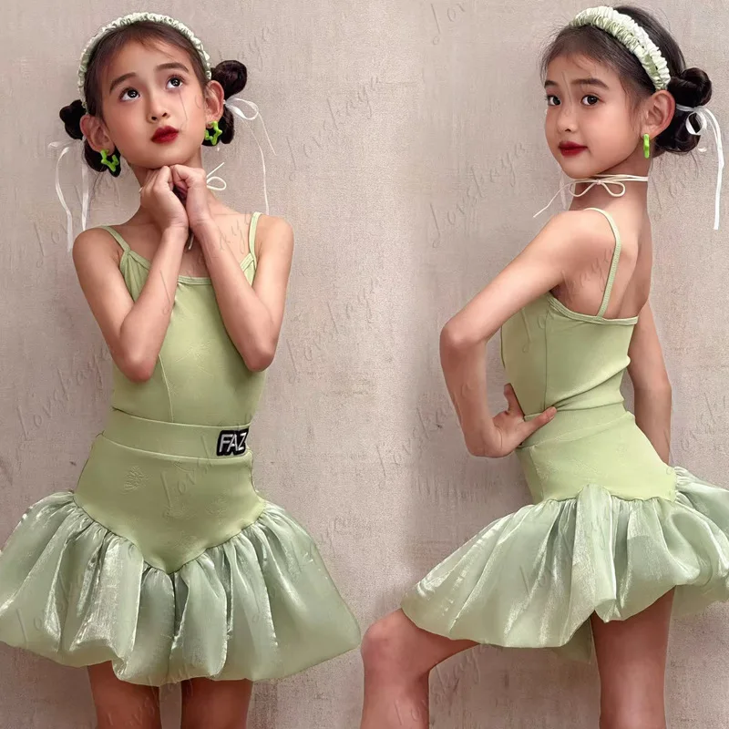 

Высококачественный наряд для латинских танцев для девочек, платье для профессиональных тренировок, юбка, детский элитный танцевальный костюм