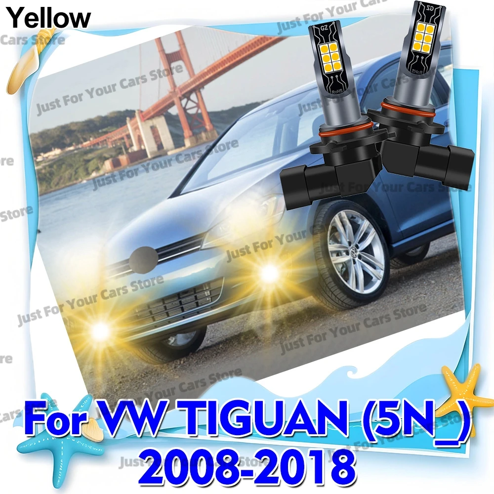 2x 3000K Yellow LED Front Fog Lights For VW TIGUAN 5N 2008 2009 2010 2011 2012 2013 2014 2015 2016 2017 2018 Auto Lamp Bulbs 12V