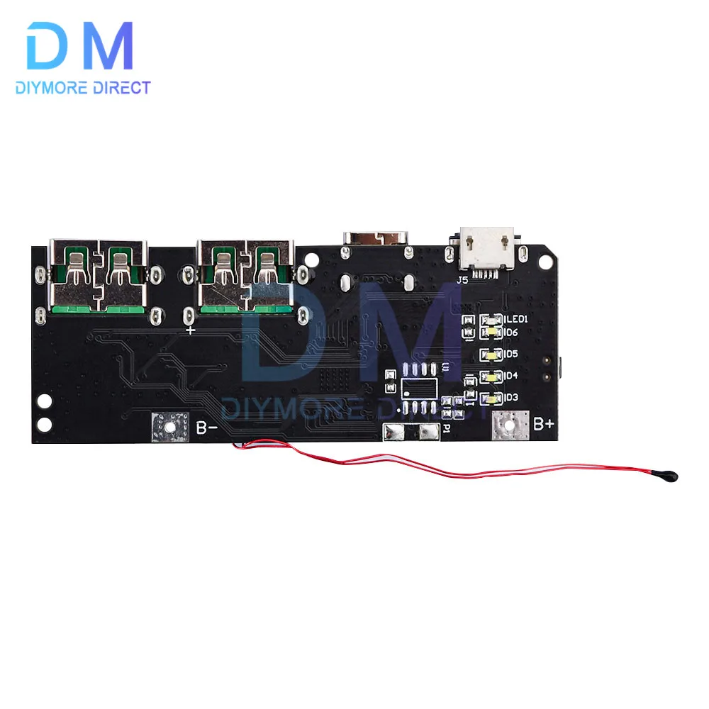 Temperature / Circuit Protection QC4.0 PD3.0 Dual USB 5V 4.5A 22.5W Micro/Type-C USB Mobile Power Bank 18650 Charging Module