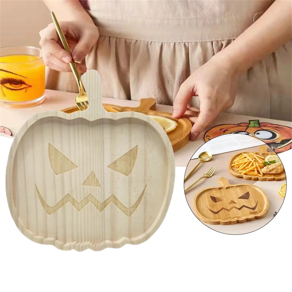 

Halloween Pumpkin/ghost Serving Plate Wooden Fruit Snack Plate for Picnic Halloween Dinner Plates Table Decorative Accessories