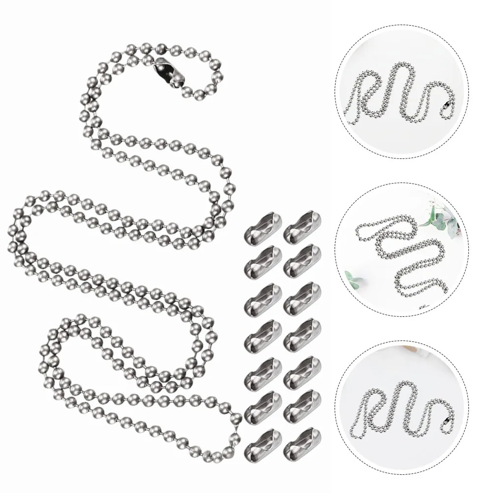 

1 Set Stainless Steel Ball Necklace Beaded Connector For Diy Jewelry Making Pendant Tags Keychains Durable Heavy Duty Silver