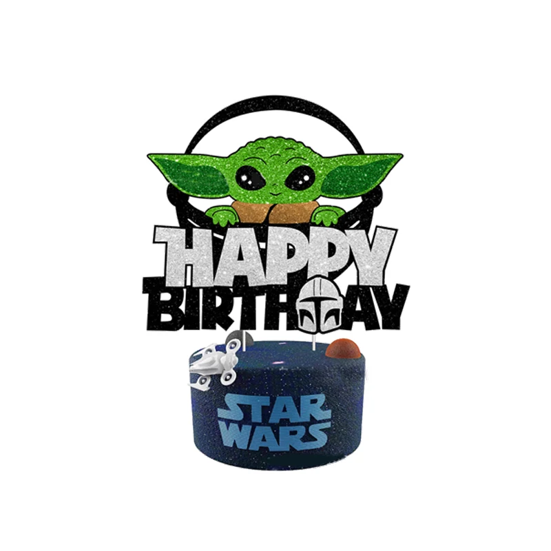 Star Wars Baby Yoda Cake Topper Anime Children Birthday Cake Decor Party Supplies Boy Girl Baby Shower Cupcake Accessories Gift