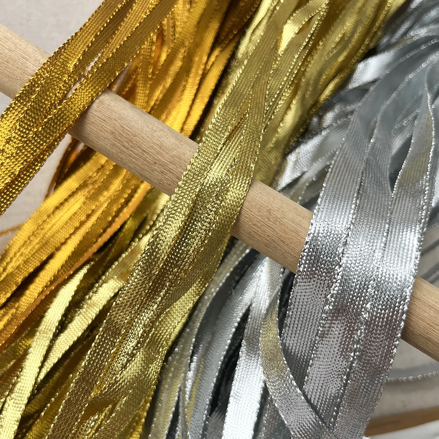 Cinta Plana Dorada y Plateada de 6-15 mm para Faroles de Festival, Cintas Decorativas Doradas, Cintas Brillantes, Materiales para Ribetes, Cintas con Borde Dorado