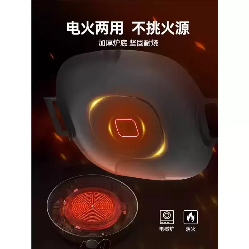 32cm Portable Square Non-Stick Griddle Pan, Aluminum Alloy Grill Pan for Induction Cooktop and Open Flame Cooking