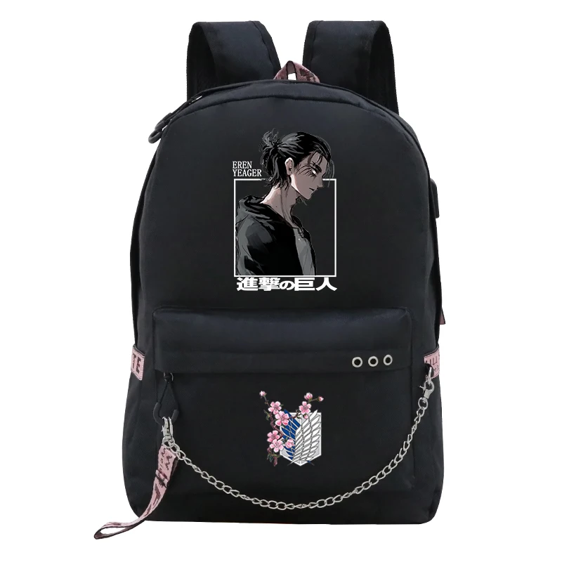 

Attack on Titan Eren Yeager Anime Women Backpacks Ladies Backpack Attack on Titan School Bags Girls Retro School Backpack Usb