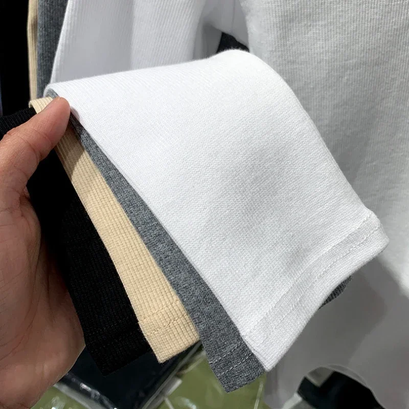 الخريف الشتاء بلايز المرأة عادية 2025 مثير الملمس حفرة شريط سليم متماسكة طويلة الأكمام المرأة تي شيرت جديد س الرقبة المرأة تيز #6