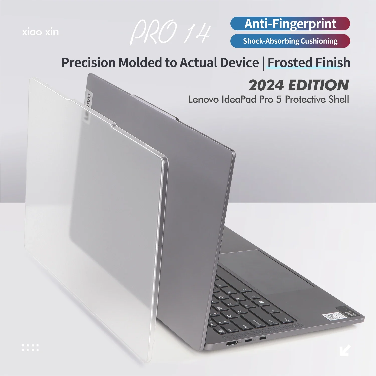 Matowe, przezroczyste etui na laptopa Lenovo 2024/2023 IdeaPad Pro 5 14 cali, twarda obudowa ochronna do modeli 14IMH9/14AHP9/14IRH8/14ARP8 — zdjęcie produktu 2