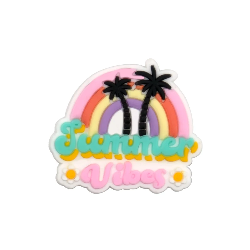 1 Stück Schuhanhänger im Meer-Stil für DIY-Frauen und Mädchen, Kokospalme, Schuhzubehör, Dekoration, Regenbogen, Garten, Sandalen, Jeans – Detail 5