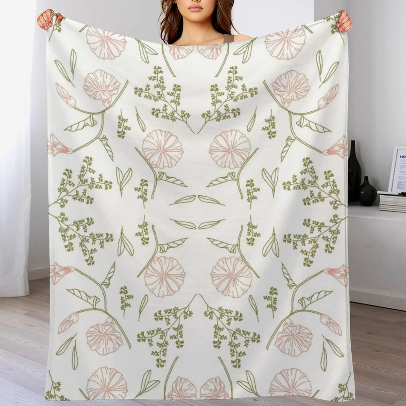 

Spring Floral Print Throw Blanket All Season Soft Lightweight Blanket for Home