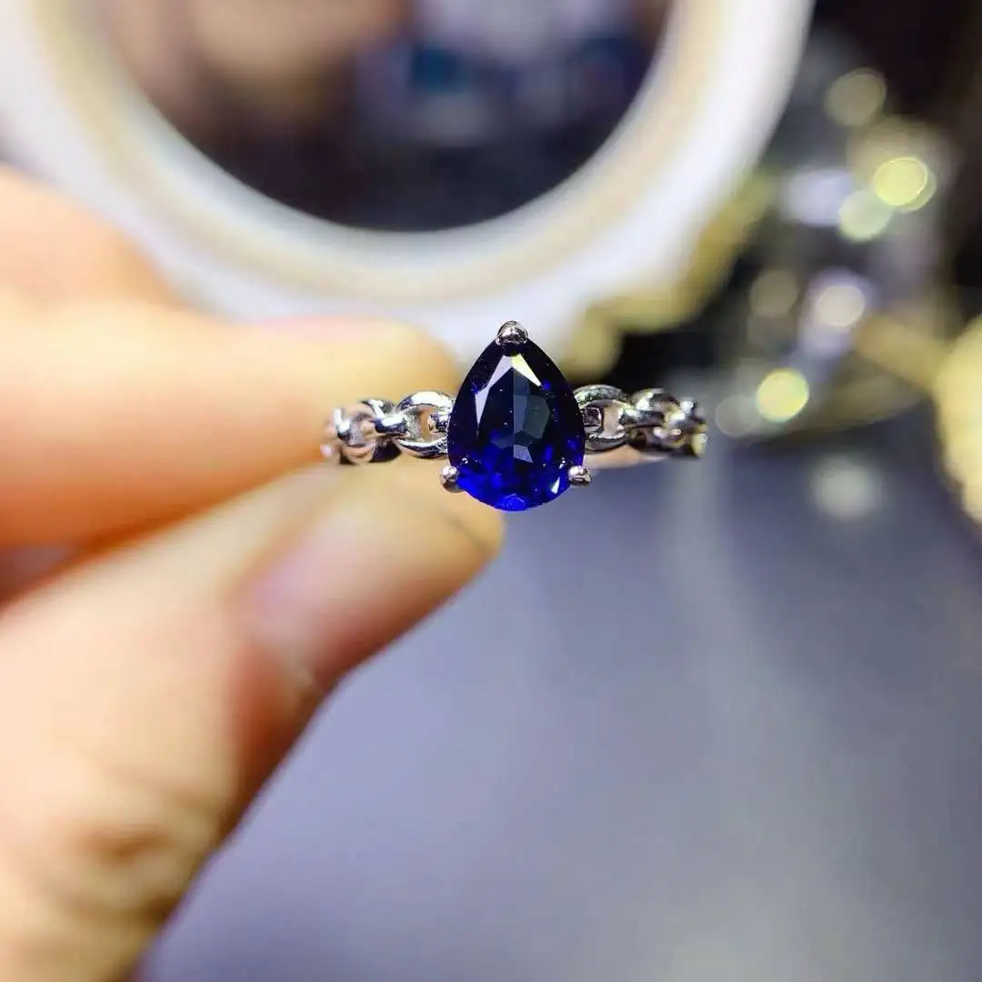 Sapphire Ring 925 Sterling Silver Classic Women ring Natural Real Sapphire Fine Jewelry