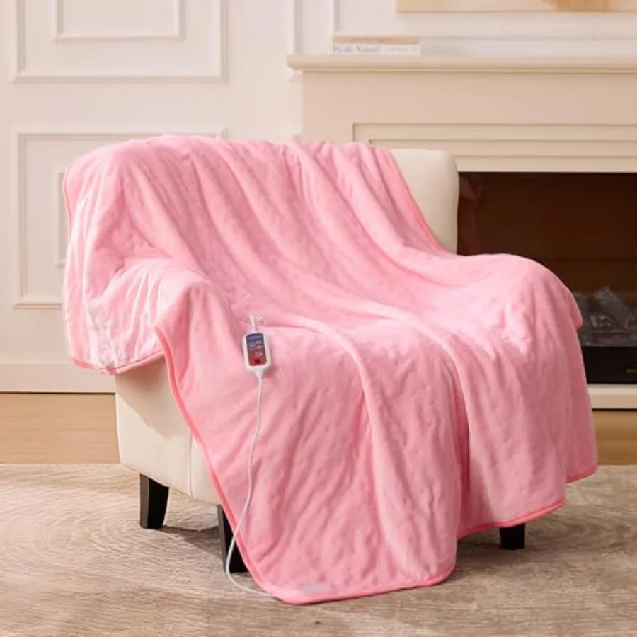 

Heated Blanket Electric Throw 62"x84" Twin Size Electric Blanket with 6 Heating Levels and 1-12 Hours Timer Auto Off Soft Flann