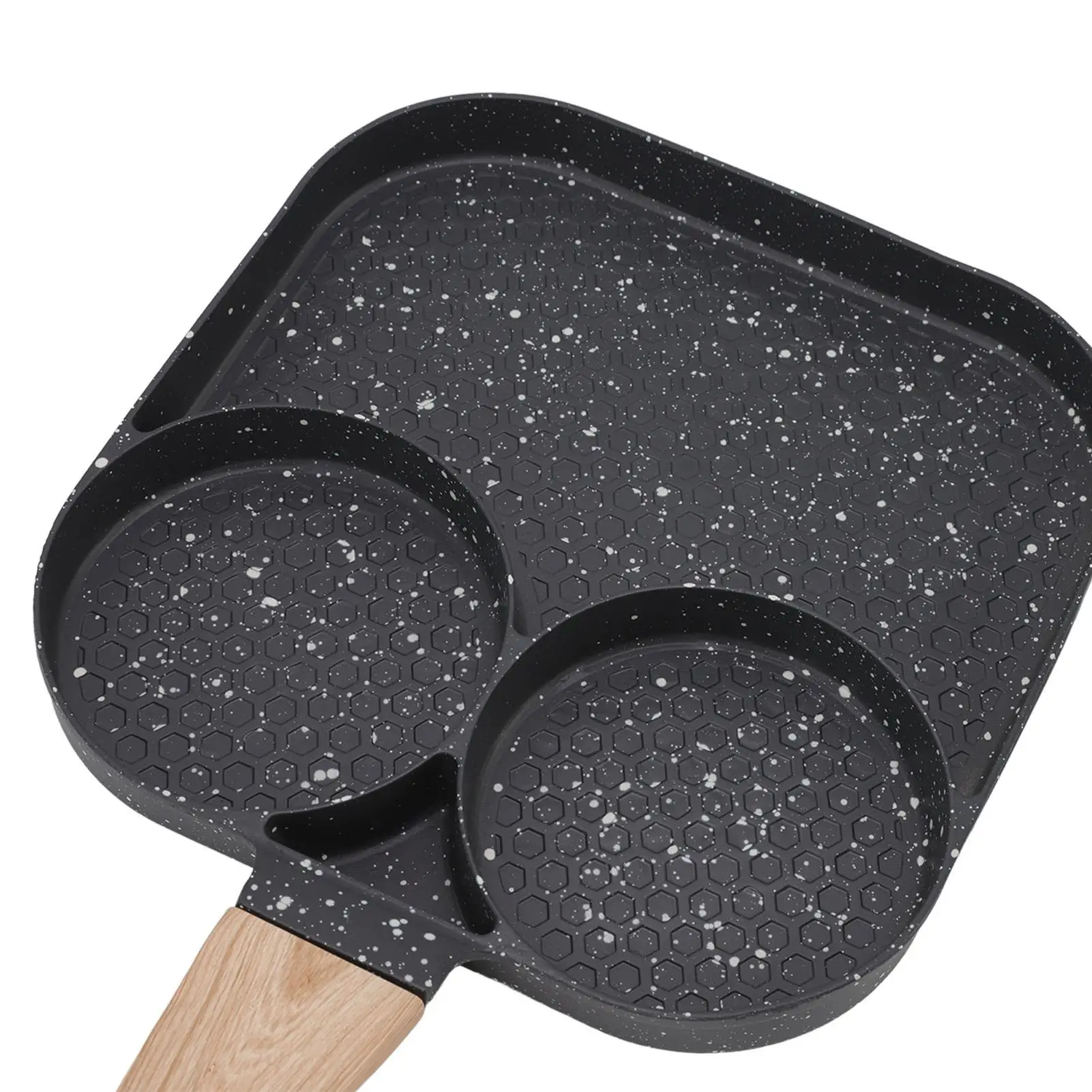 3 in 1 Heat Resistant Divided Breakfast Frying Pan for gas Stove and Induction Cooker