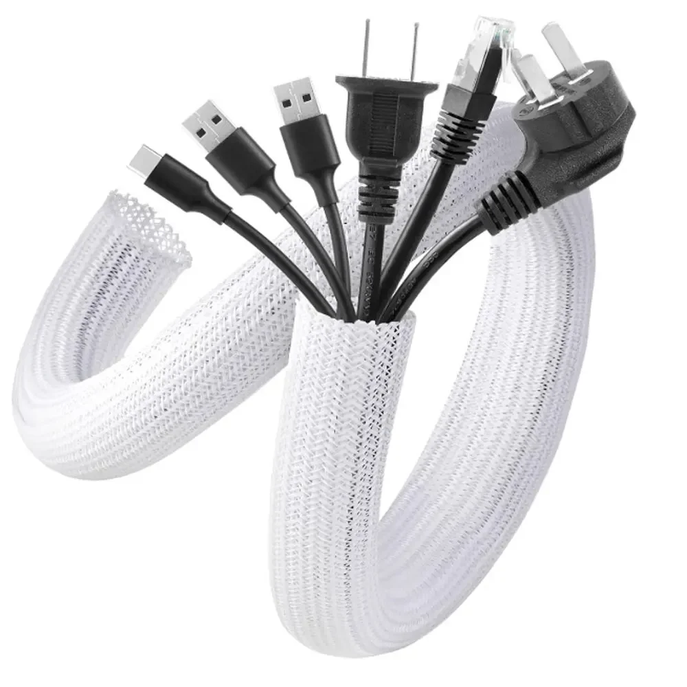 5//3/1M Braided Cable Sleeve PET Nylon Wrapping Cable Casing Cable Sleeves Wire for Desk PC TV Wire Protector Cable Wrap Cover