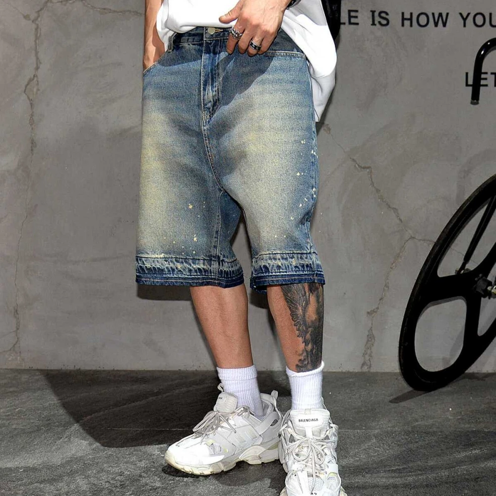 Summer Korean Fashion Denim Shorts Men Clothing Streetwear Jorts Hip Hop Baggy Jeans Japanese Harajuku Straight Casual Shorts