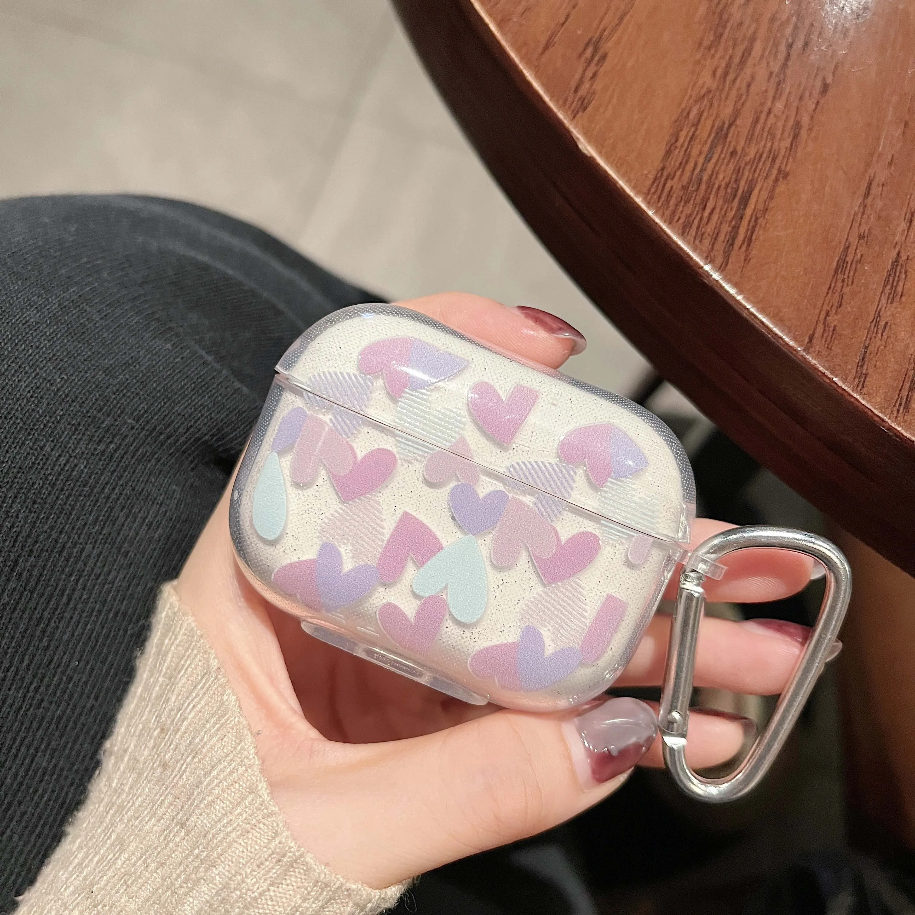 Cute Clear Colorful Heart Earphones Cover For Airpods Pro 2nd Case Glitter Shiny Cartoon Soft Silicone Cover For Airpods 3 1 2