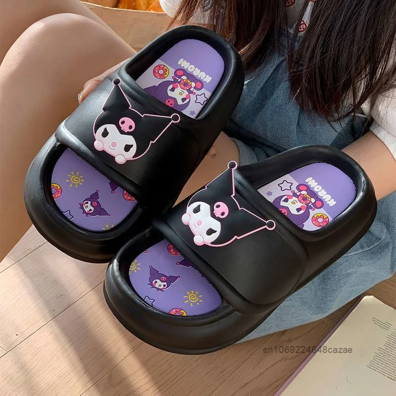 Sanrio Pom Pom Purin Kuromi My Melody Cute Slippers Women\'s Summer Anti Slip Anti Odor Slippers Korean Style New Trend Slippers