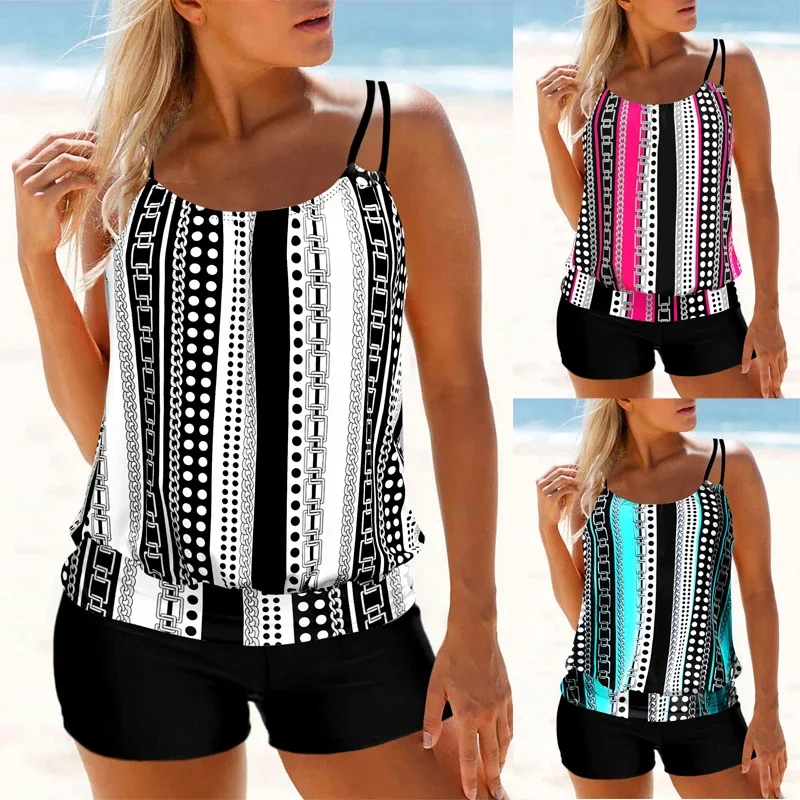 2023 New Summer Women's Regular Tankini Beach Set Monokini Swimwear Swimwear Two Piece Swimwear Fashion Print Tankin