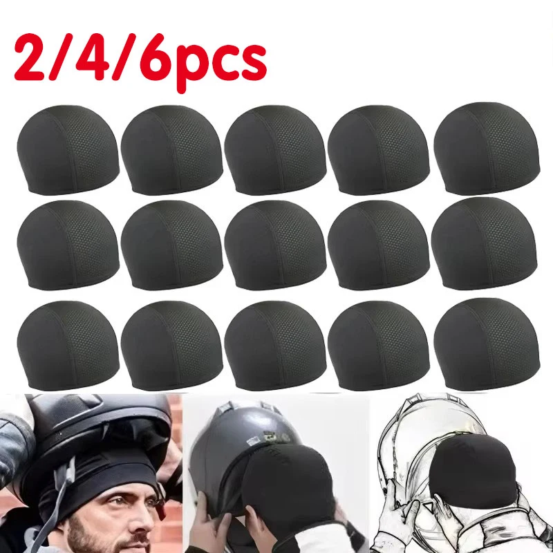 

2/4/6pcs Motorcycle Helmet Inner Cap Hat Quick Dry Breathable Hat Racing Cap Under Helmet Beanie Cap Motocross Motor Helmet Hat