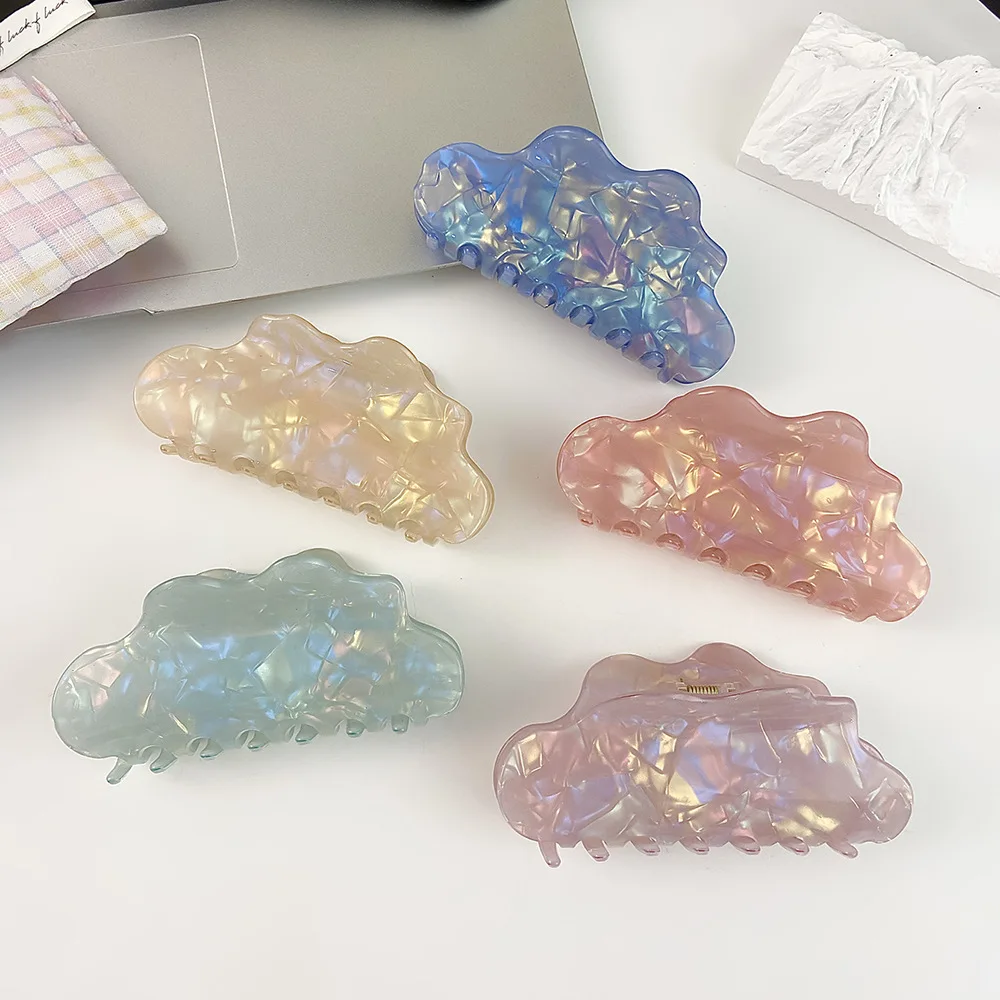 

Iridescent Cloud Hair Claw Large Updo Clip for Women Pearlized Finish Wedding Party Hair Accessories Fashion Hair Styling Tool