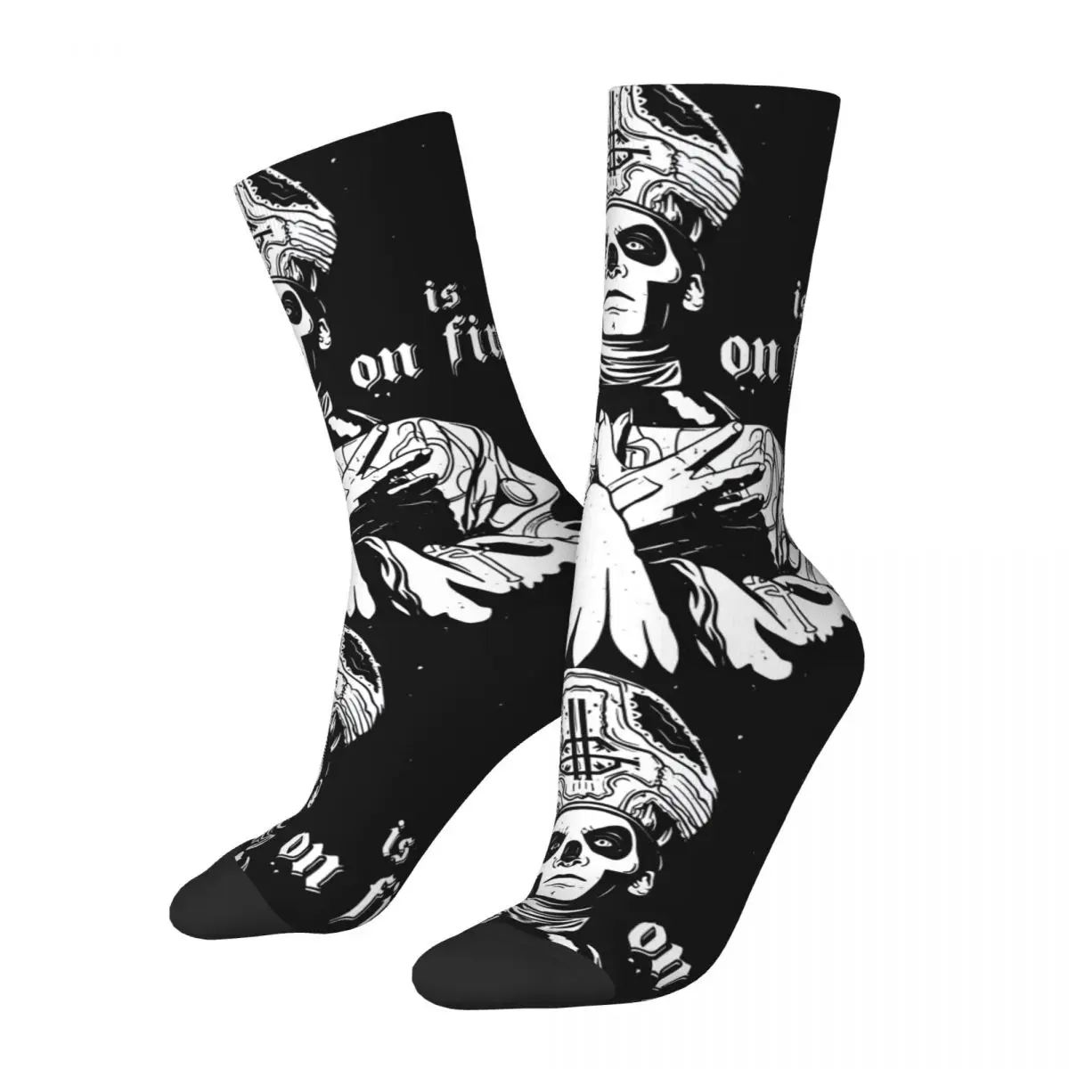 Funny Crazy compression Rock And Roll Sock for Men Hip Hop Vintage G-Ghost Happy Quality Pattern Printed Boys Crew Sock Novelty