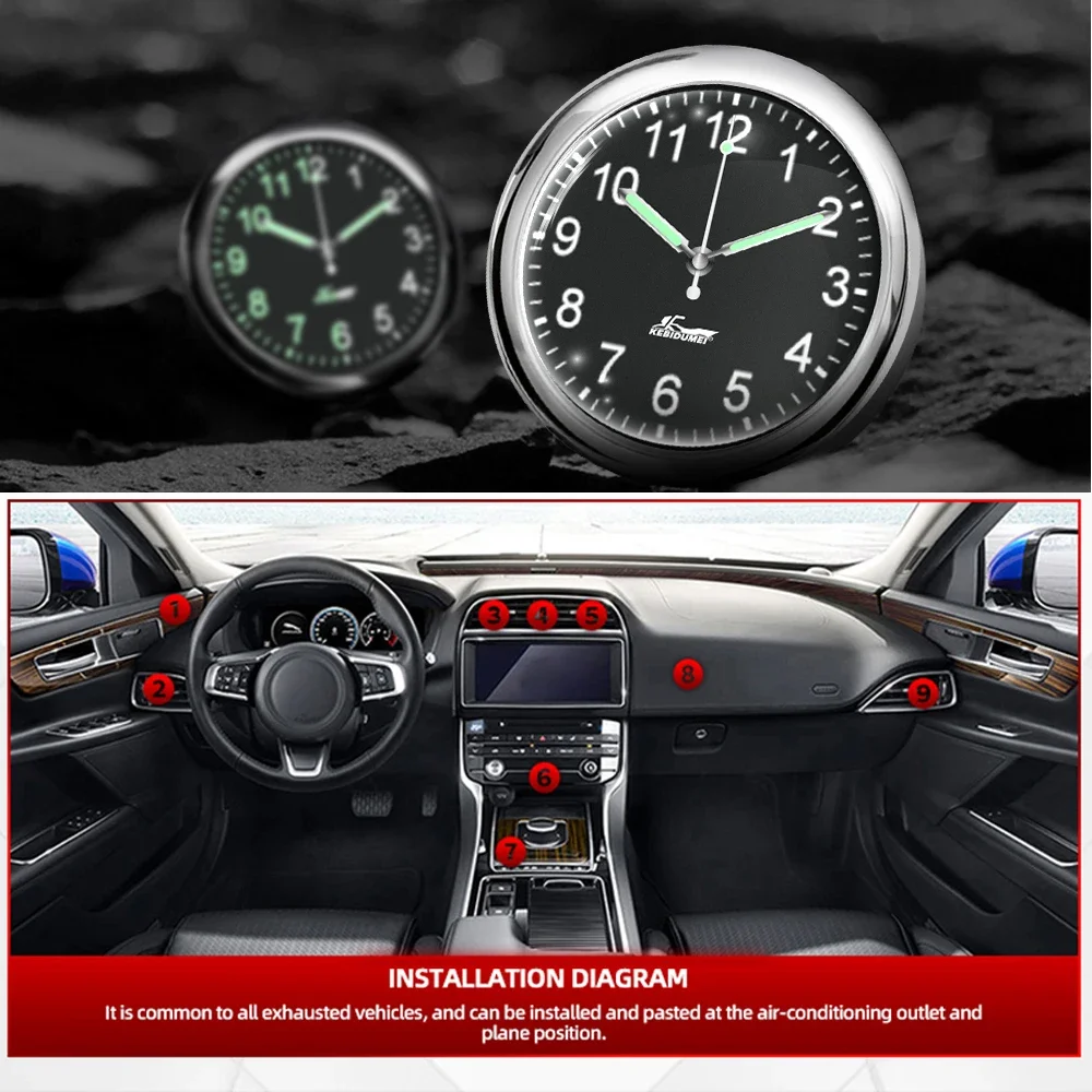 Car Clock Luminous Automobiles Internal Stick-On Mini Digital Watch Mechanics Quartz Clocks Auto Ornament Car Accessories - Image 6