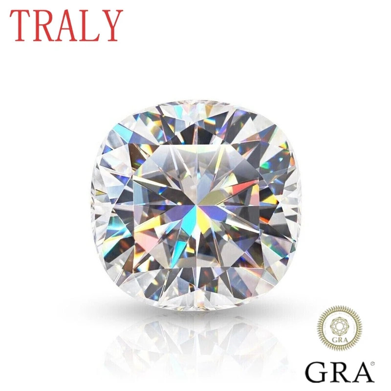 

Белый Муассанит, 1-7 карат, D VVS, подушка с бриллиантовой огранкой, лабораторный Выращенный драгоценный камень, сертификат GRA, ювелирные изделия, проходит Алмазный тест