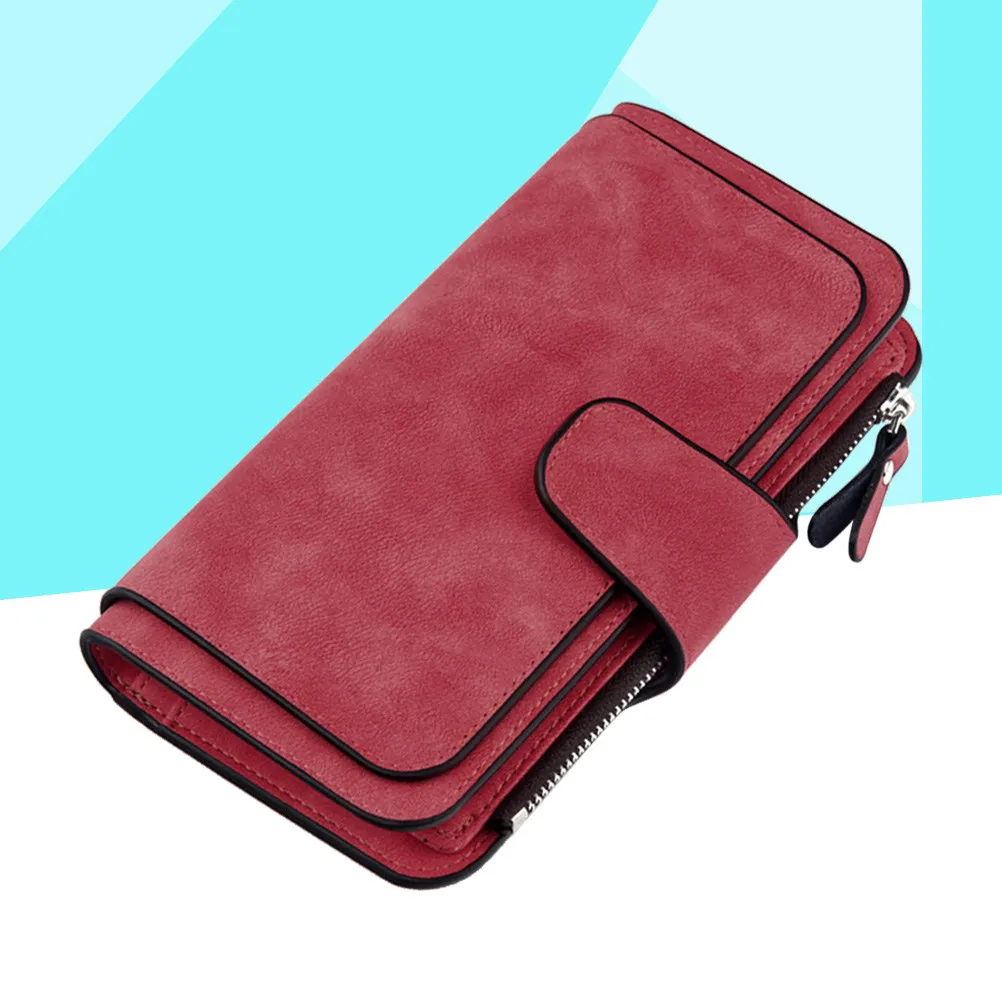 

Красный женский кошелек-портмоне с тремя отделениями для карт, из матовой искусственной кожи премиум-класса, с длинной застежкой, легкий, компактный, на молнии