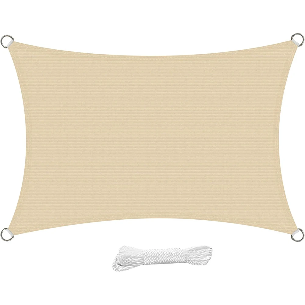 Weather Resistant Shade Sail Awning 2.5*3cm Rectangle Canopy 185 GSM High-density Polyethylene Easy Installation