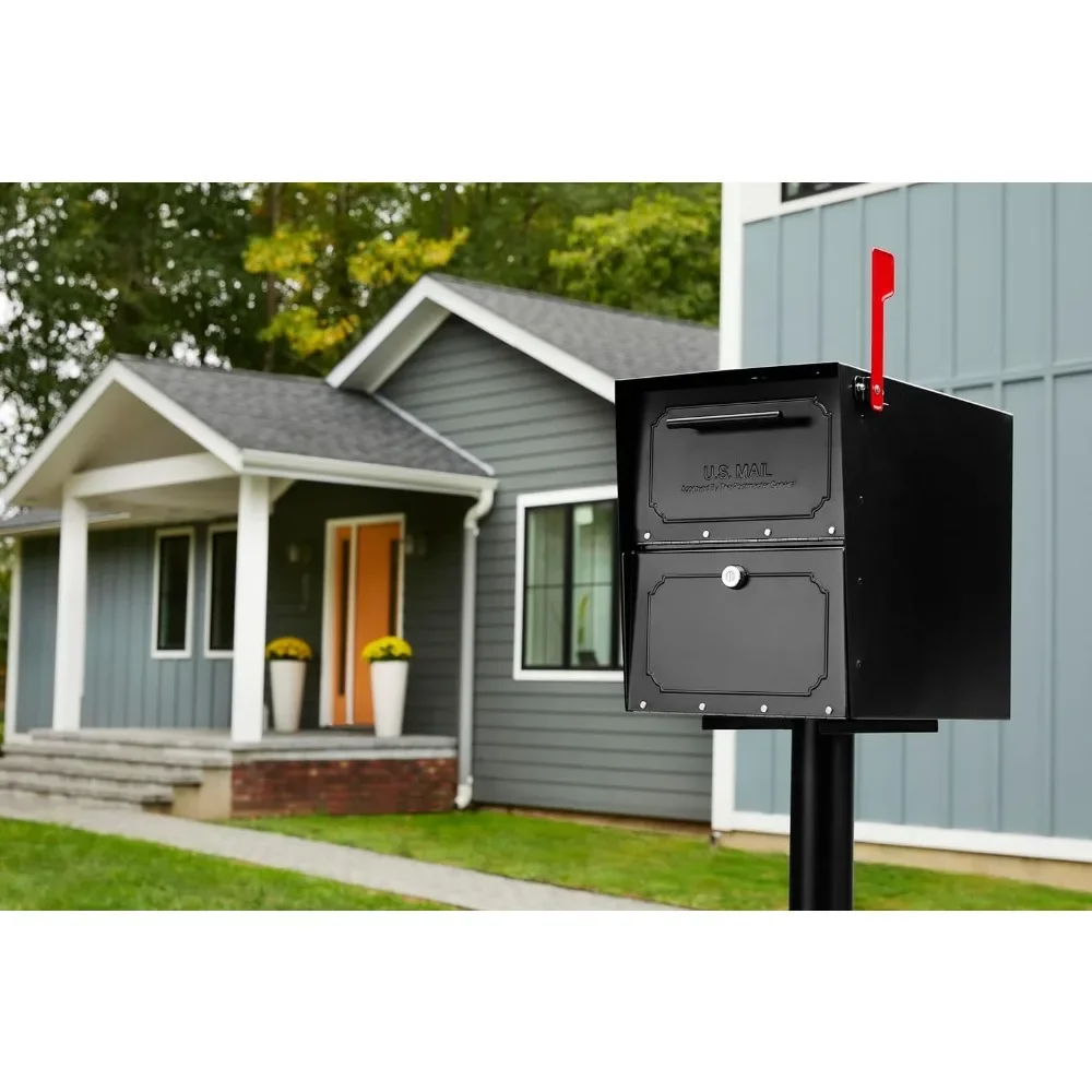 

6200B-10 Oasis Classic Locking Post Mount Parcel Mailbox - High Security Reinforced Lock, Black, 18.00 x 15.00 x 11.50 inches