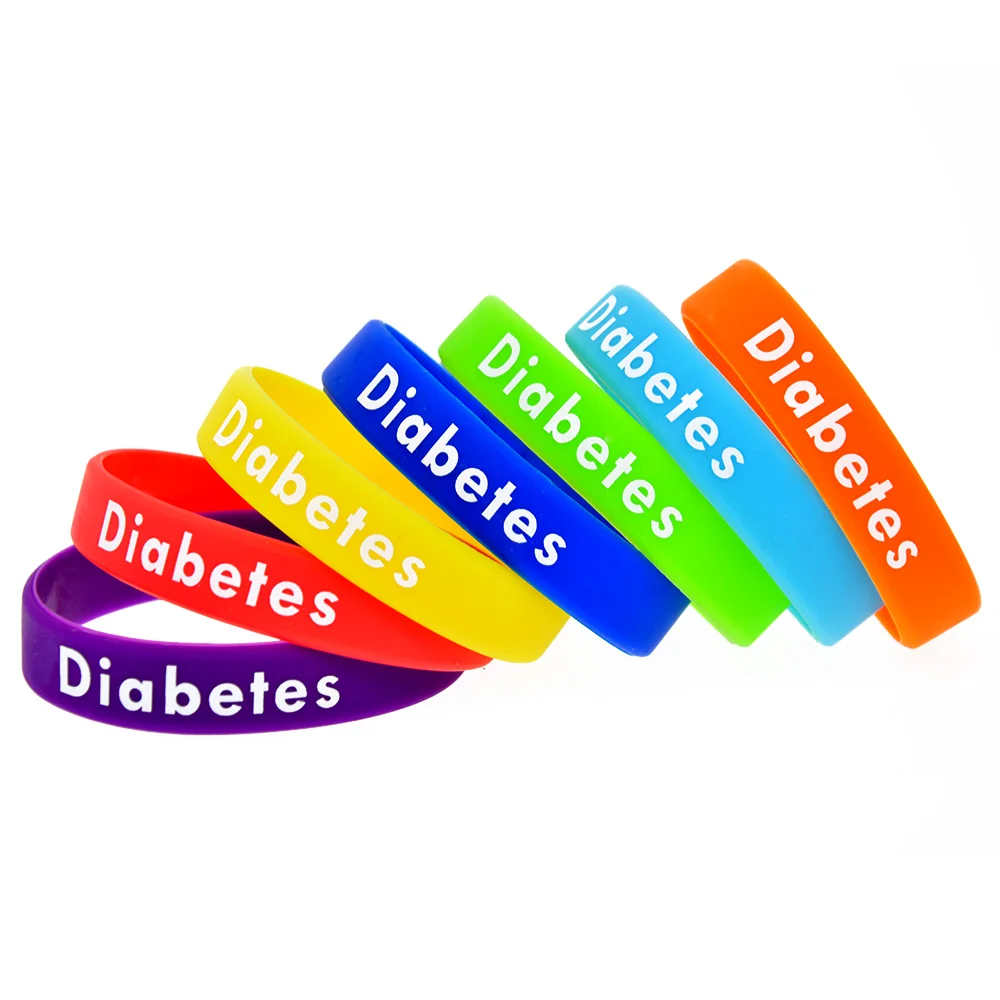 

Силиконовый браслет для диабетиков, 50 шт., ширина 1/2 дюйма, медицинский браслет для взрослых, 9 цветов