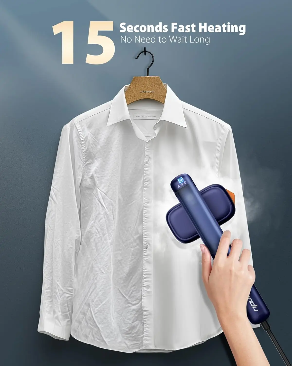 مكواة بخار محمولة 2 في 1، 1100 وات، بخار مستمر لمدة 20 دقيقة، خزان 100 مل، مع قفازات تبخير