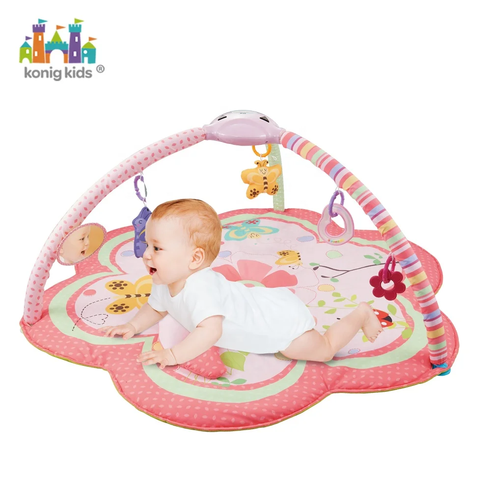 Konig Kids Baby Foldable Play Mat Gym Toy With Projection Music Pink Flower Baby Play Mats Baby Playing Mat