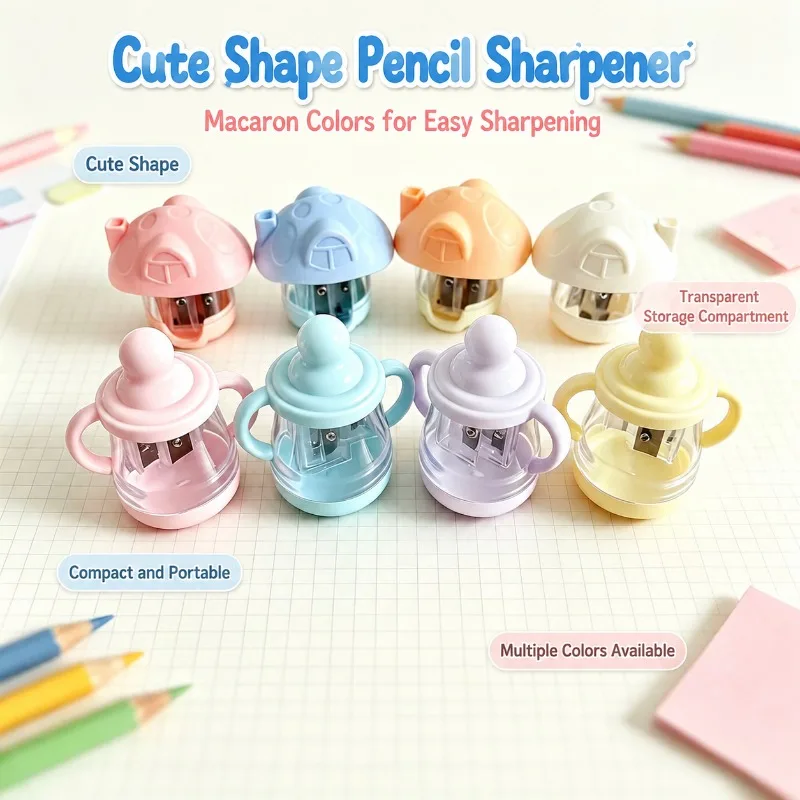 Attractive Creative Single‑hole Pencil Sharpener Cartoon‑styled Portable Cutter for Primary School Students Lovely Compact