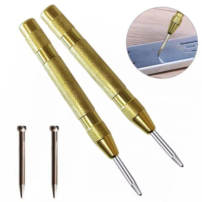 HSS Positioning Drill Center Punch Stator Puncher Automatic Center Punch Spring Type Marking Drill Tool Window Breaker Universal