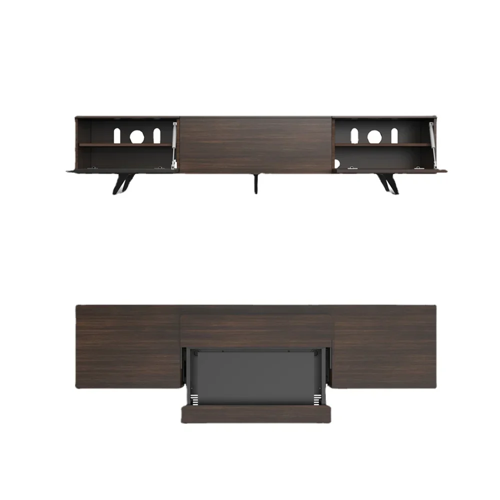 Perfect smart laser TV projection screen integrated cabinet is suitable for all ultra short throw laser projectors walnut color view 4