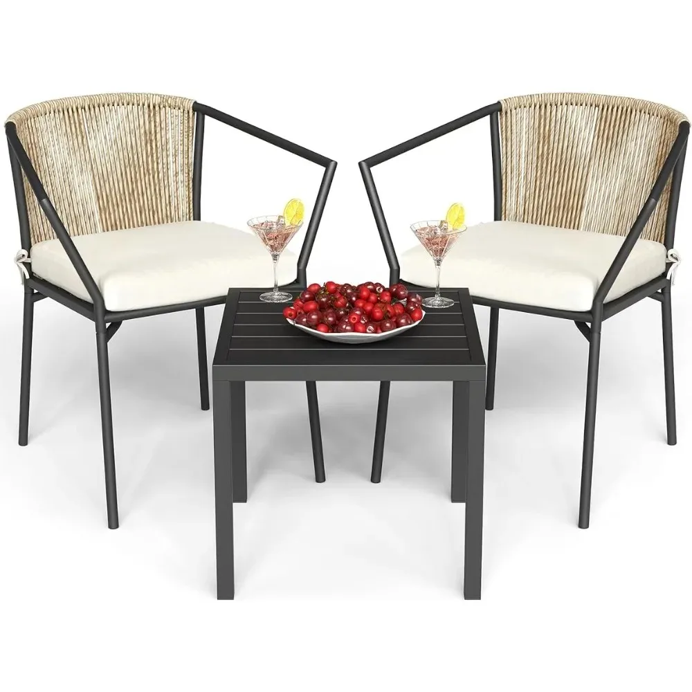 

Backyard Garden Furniture Sets Porch Outdoor Table Chair Set Wicker 3-Piece Outdoor Beige Freight Free