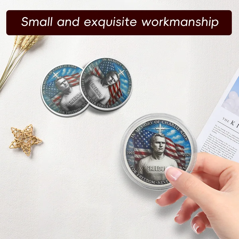1Pcs Charlie Kirk Commemorative Coin Fan Collection Freedom Faith Gifts Metal Safety Material Portable Atmosphere
