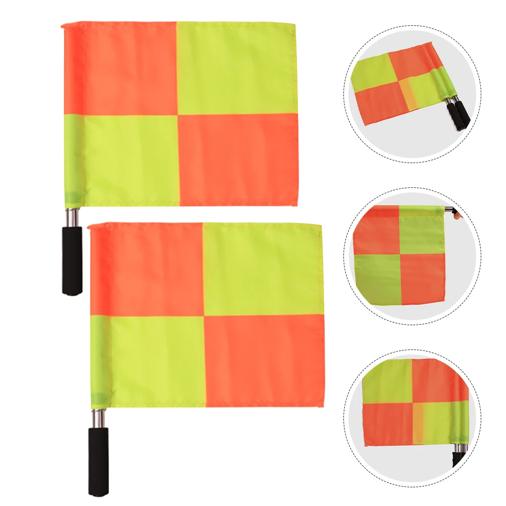 

2 Pcs Patrol Flag Checkered Referee Handheld for Soccer Corner Flags Field Linesman Commanding Foam Sports