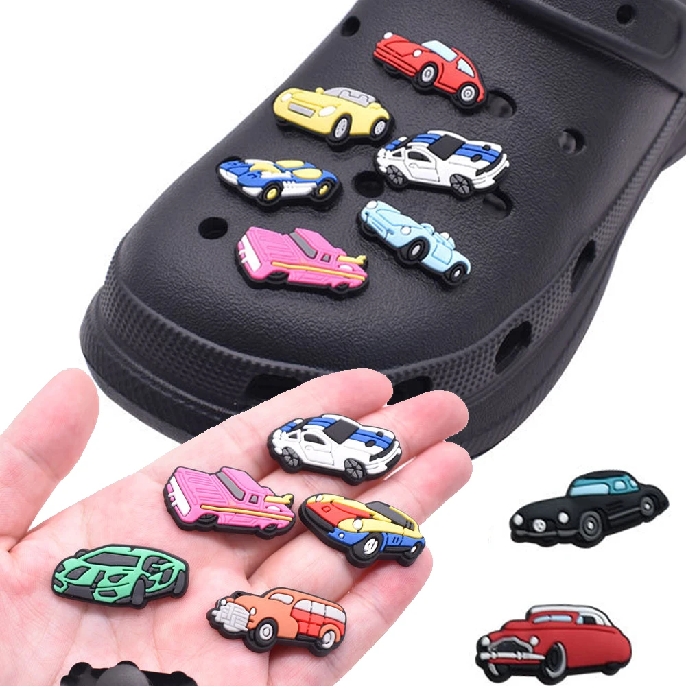 1pcs PVC Racing Car for Crocs Accessories Charms Men Badge Women Clogs Buckle Kids Pins Boy Shoe Decoration Jeans