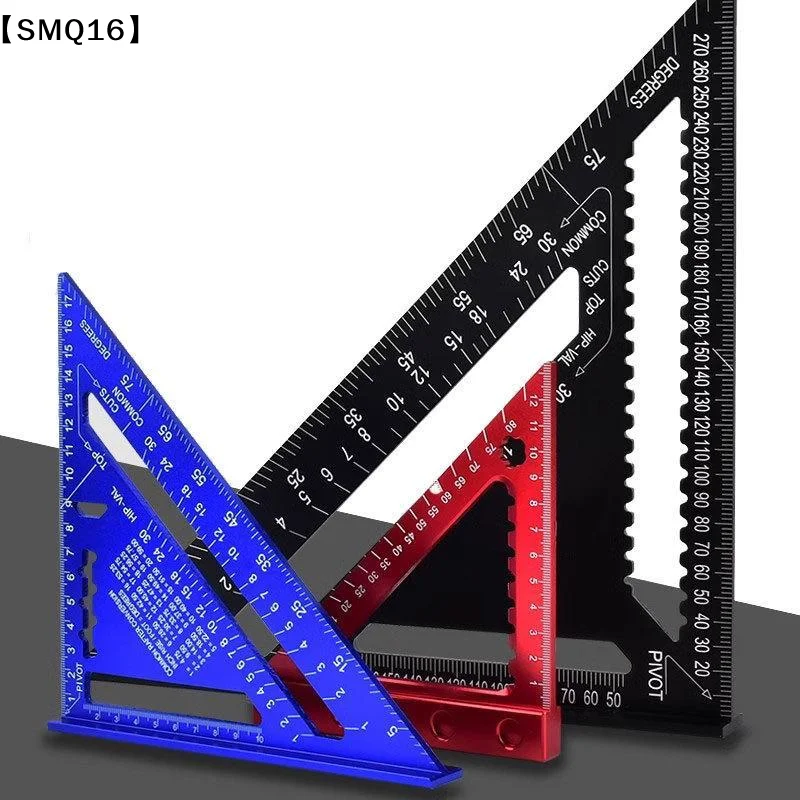 1Pcs Red Aluminum Alloy Triangle Ruler High Precision Clear Scales For Woodworking Carpentry Construction Measuring【SMQ】