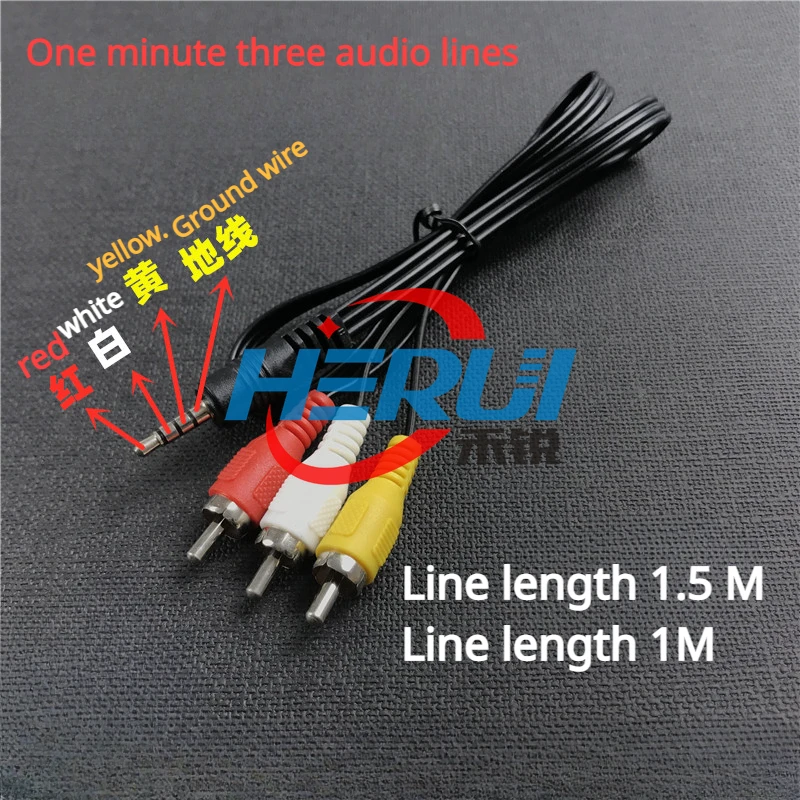 

AV audio cable set-top box 3.5mm one minute three video Lotus 3.5rpm 3RCA cable connection