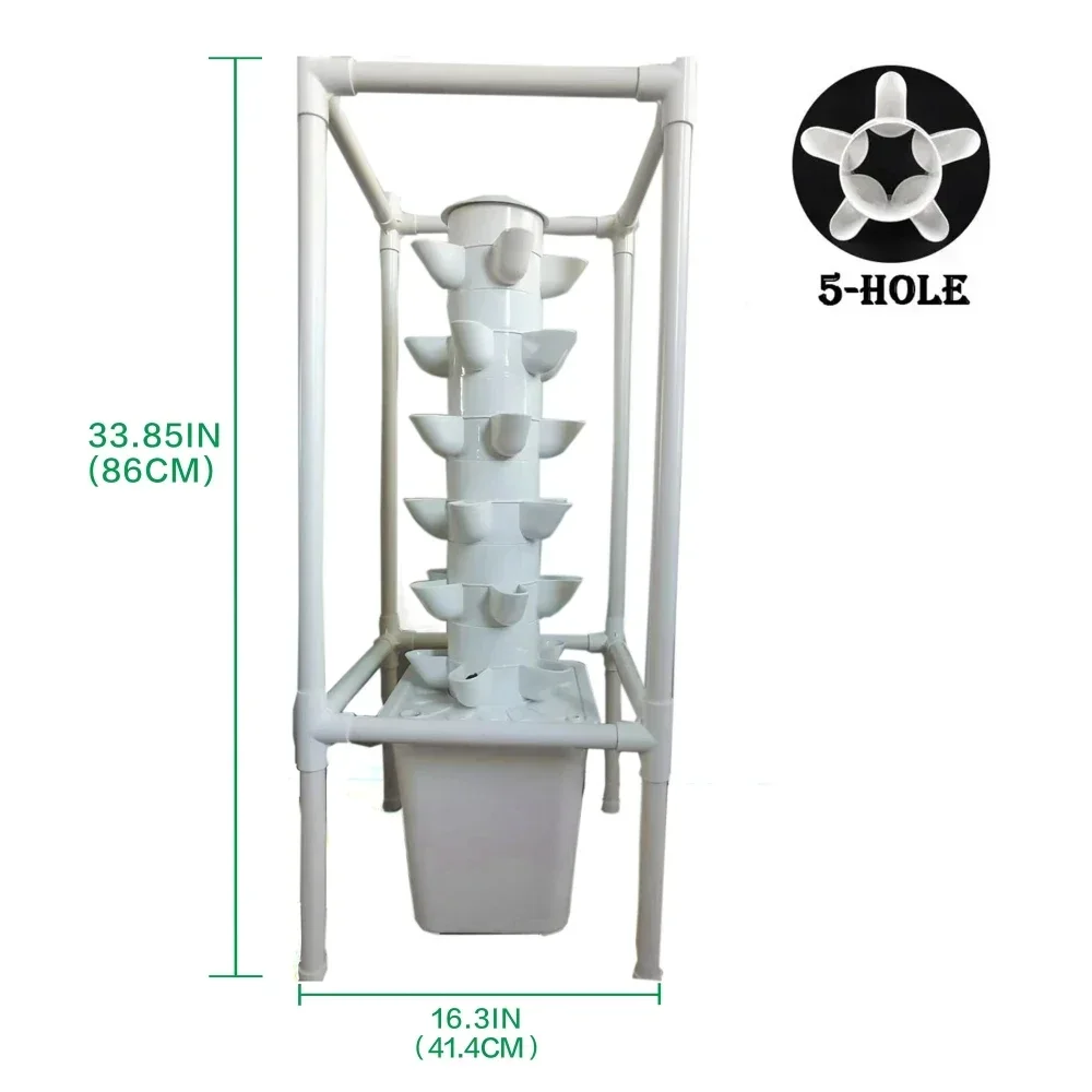 Hydroponics Growing System Kit with Grow Light, Indoor Vertical Tower Garden  with 6  Layer 30 Holes for Fruit Vegetables Herb